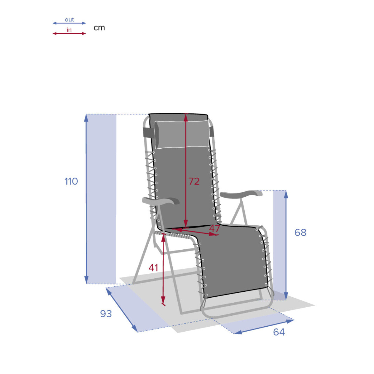 Fauteuil relax de jardin "Silos" vert olive acier traité époxy en texaline