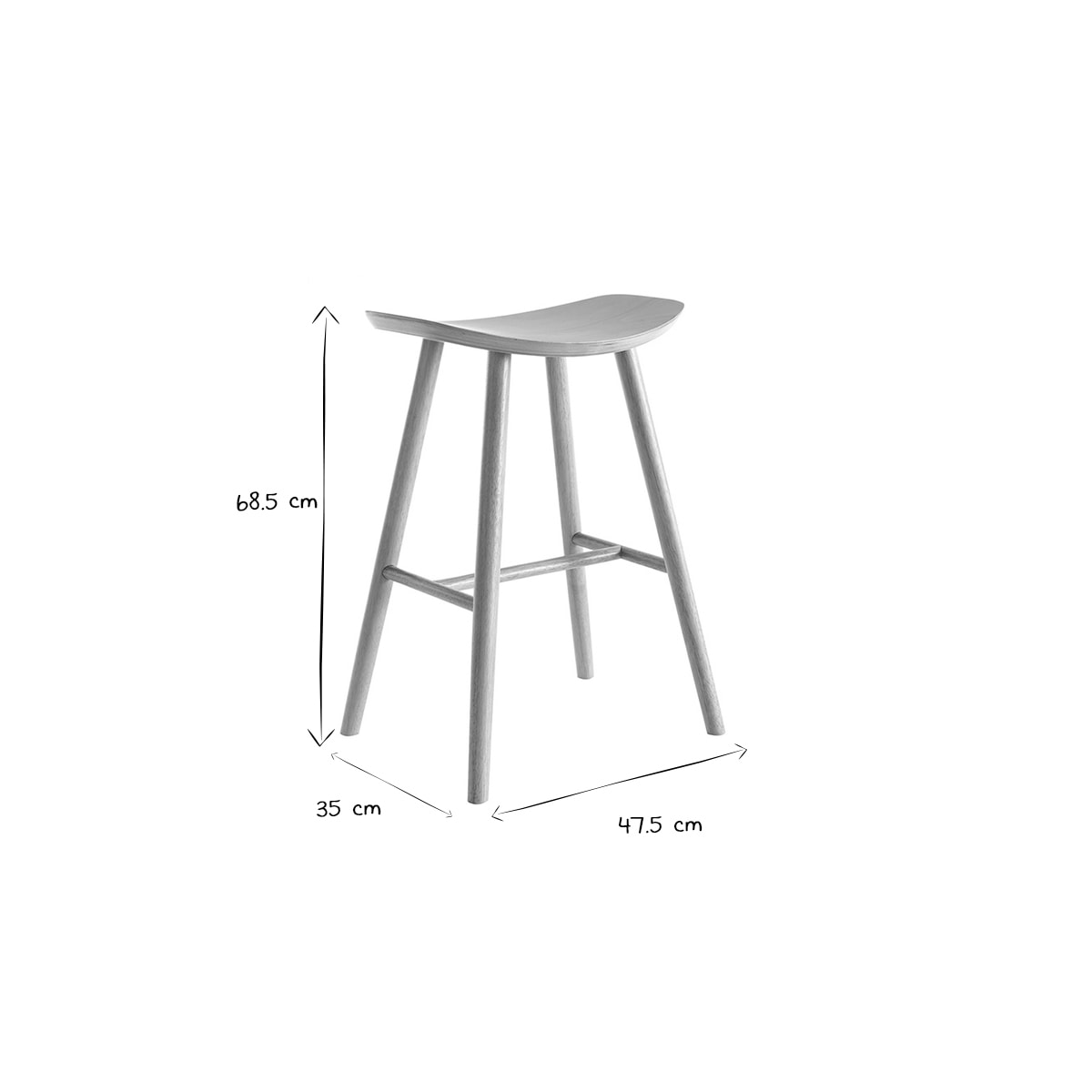 Tabourets de bar bois clair H65 cm (lot de 2) DEMORY