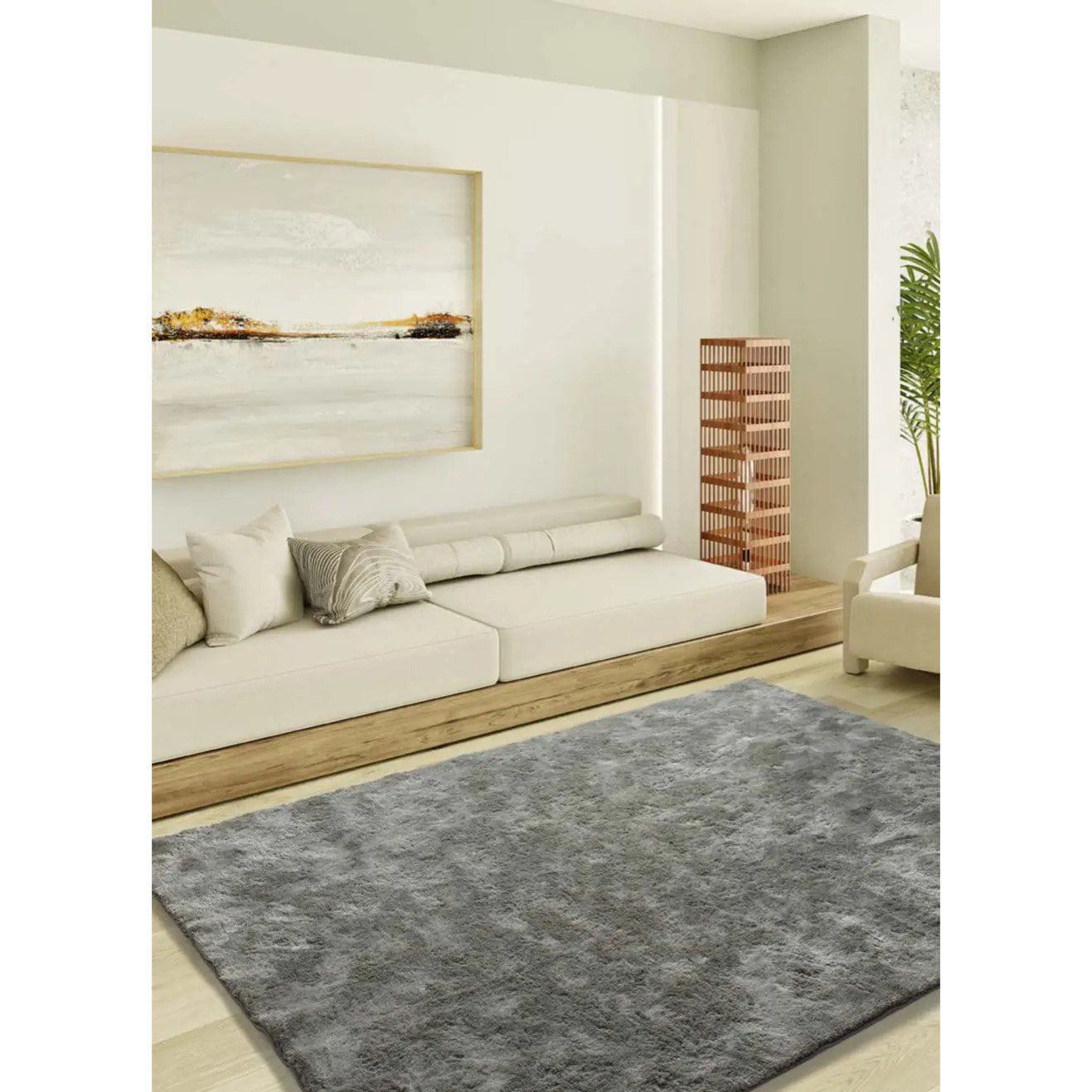 ROMA Alfombra lisa de pelo alto antracita, varias medidas disponibles