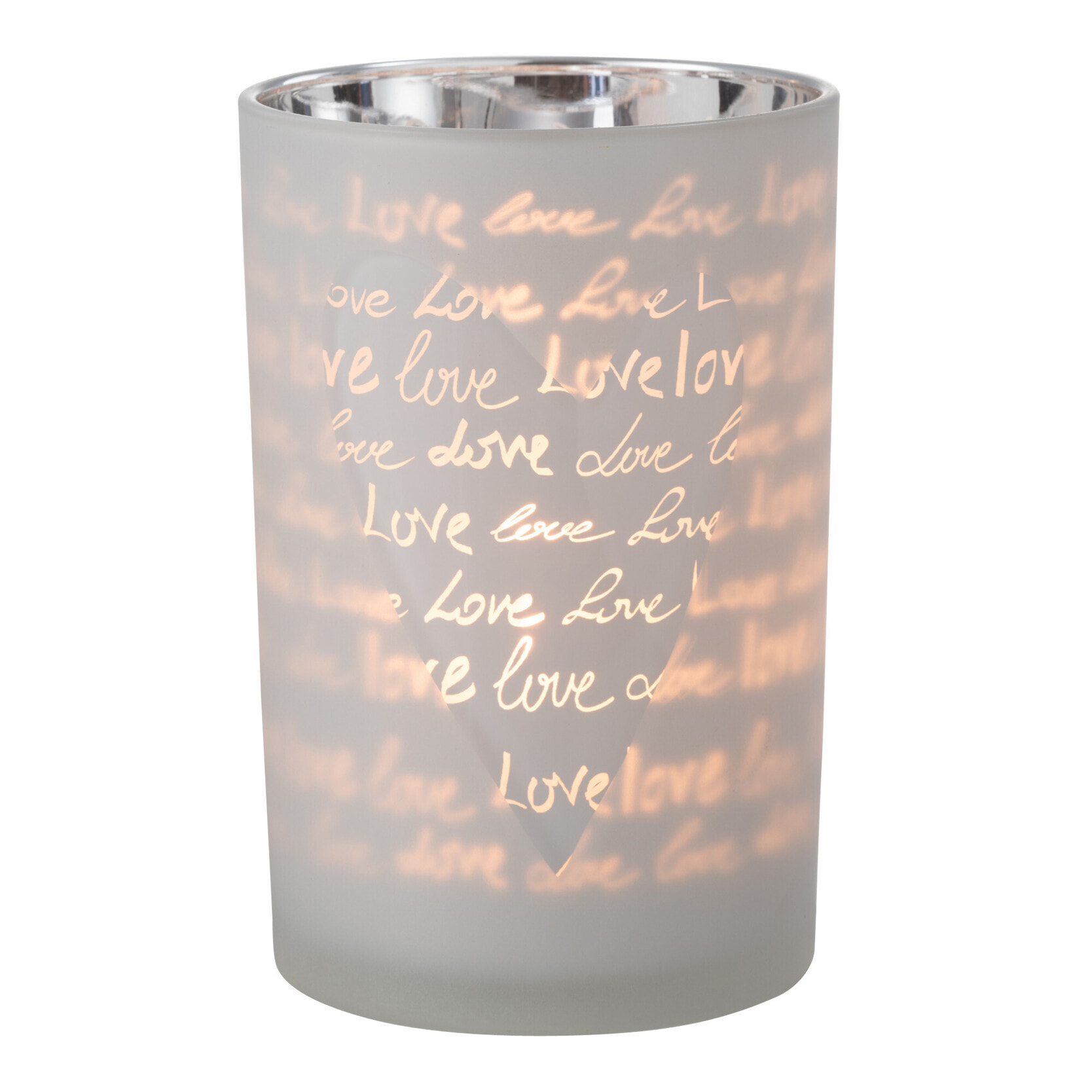 J-Line Photophore Love Verre Blanc Large