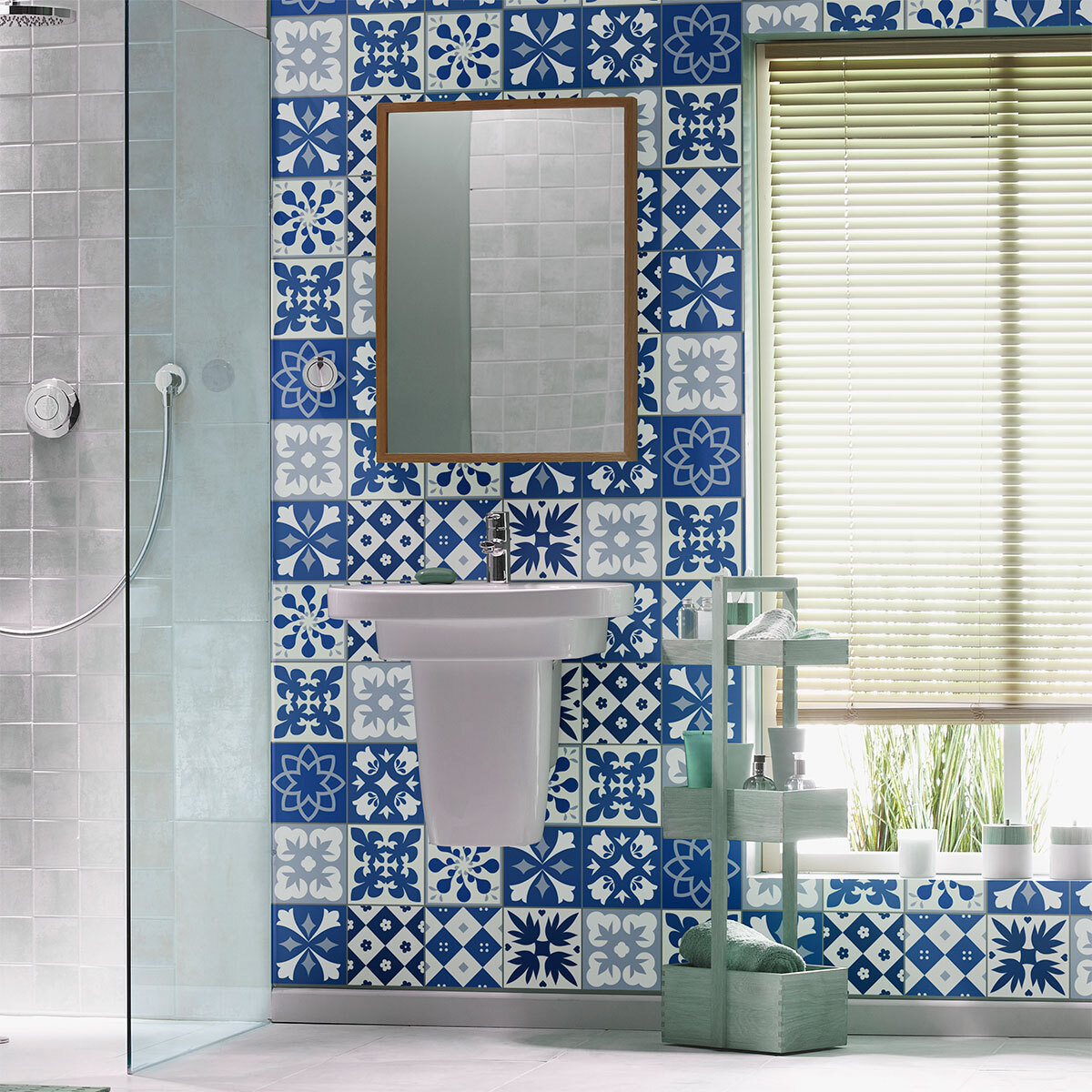 Stickers muraux - Sticker Mural Carrelage adhésif Cuisine Salle de Bain - 30 STICKERS CARREAUX DE CIMENT AZULEJOS CINDIA