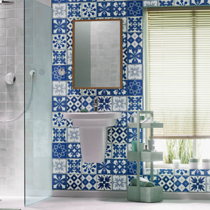 Stickers muraux - Sticker Mural Carrelage adhésif Cuisine Salle de Bain - 30 STICKERS CARREAUX DE CIMENT AZULEJOS CINDIA