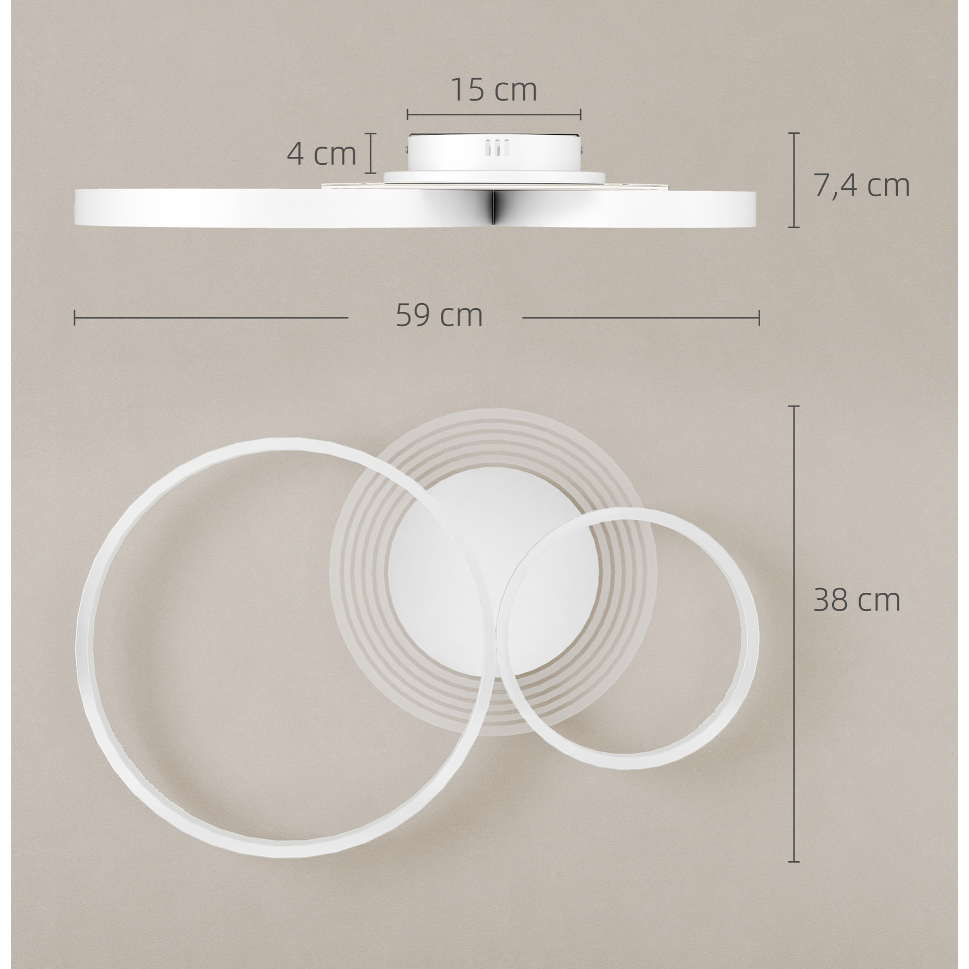 Lámpara de Techo LED 40W Plafón LED Techo Moderno 3000 K/4000 K/6500 K para Dormitorio Salón Cocina Comedor Blanco