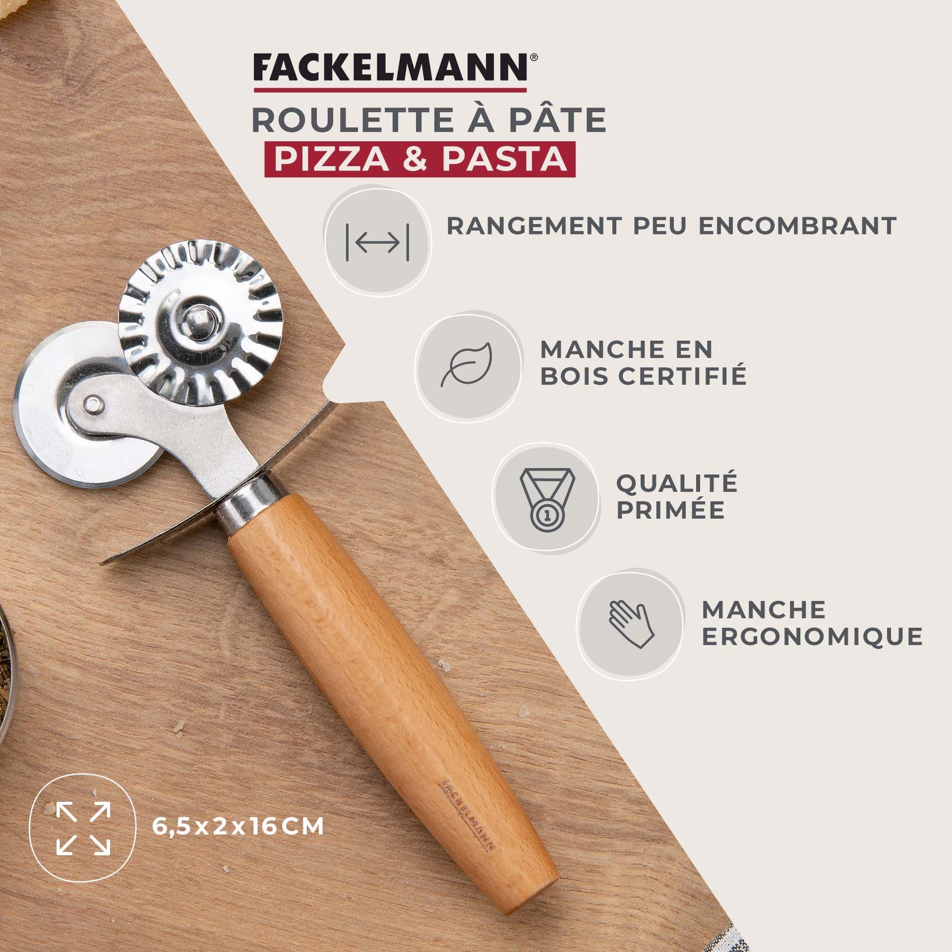 Roulette double embout pour pâtes fraiches 16 cm Fackelmann Pizza & Pasta