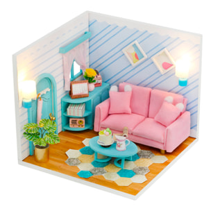 Sala de estar soleada. Maqueta 3D realista con gran detalle y luces led. Parte de la maqueta "Una casa con historia".