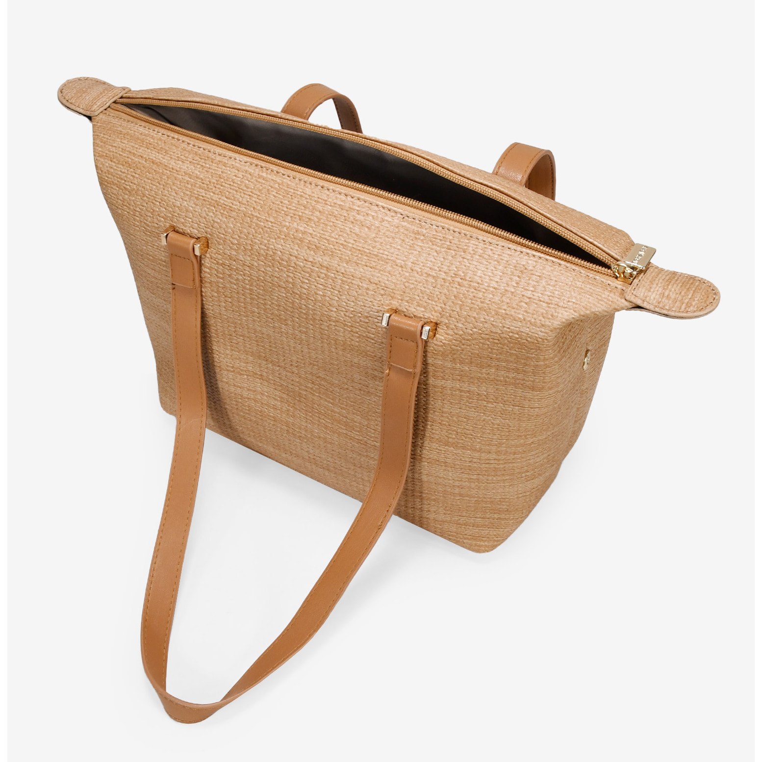 Bolso shopper tostado con cremallera