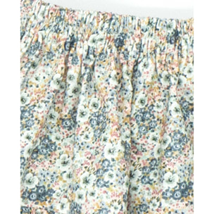 Falda con goma de viella estampada de flores verde