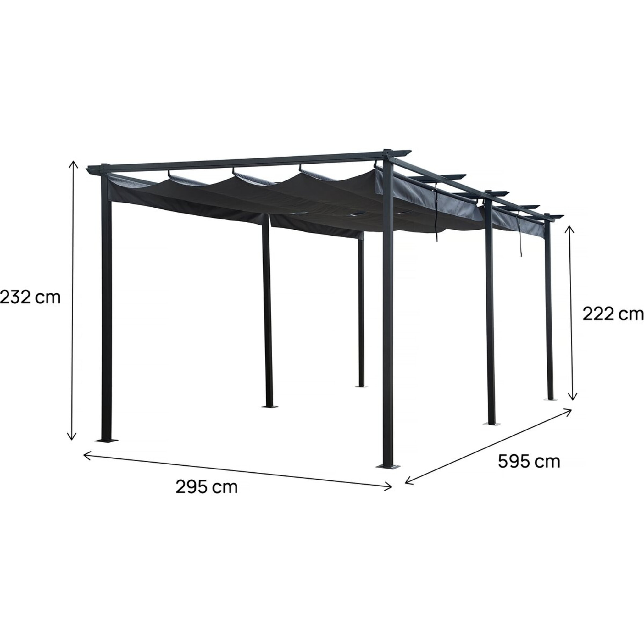 Pergola en métal avec toit rétractable - 3 x 6 m - Anthracite