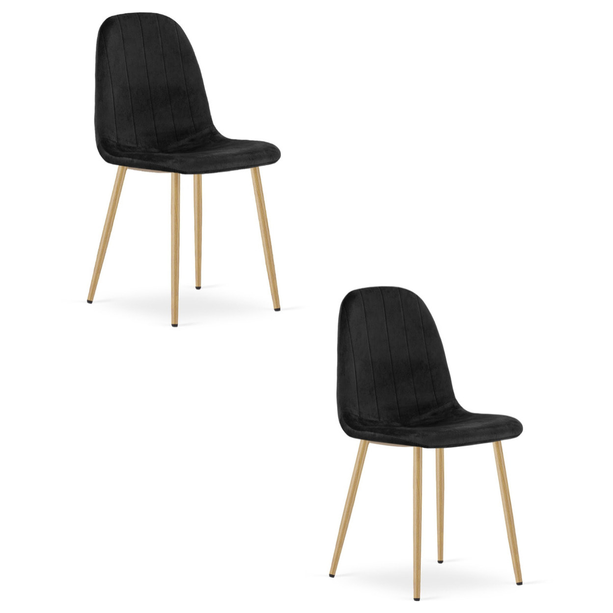 Set di 2 sedie Padva in velluto nero con gambe effetto rovere