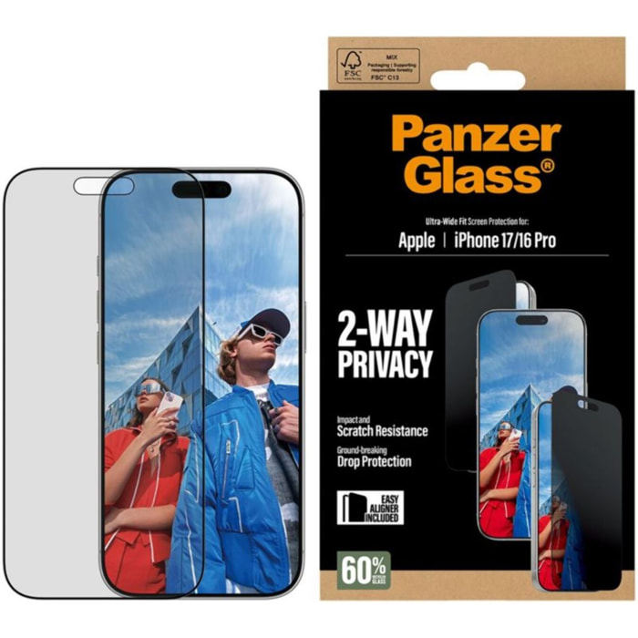 Protège écran PANZERGLASS iPhone 17 / 16 Pro Privacy