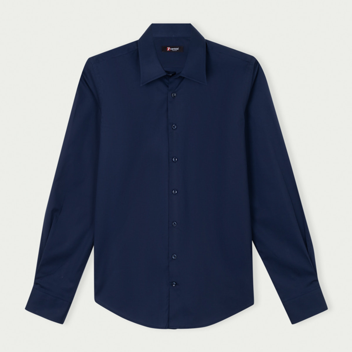Camicia Uomo 1 Bottone Italiano Slim Popeline Stretch Unito Blu