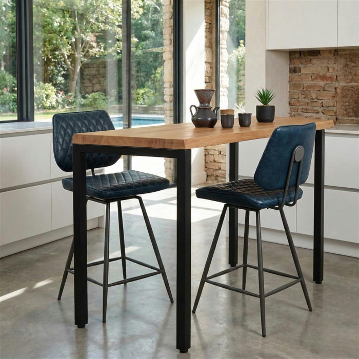 Chaise de bar bleu foncé style industriel SALERNE