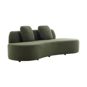 Canapé virgule 3 places en tissu bouclette kaki forme organique - WAVE L 232 x P 97 x H 68cm