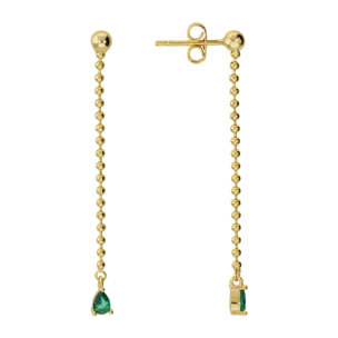 Orecchini Pendenti a Filo con Microbead Lucide e Cubic Zirconia a Goccia Verdi