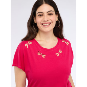Fiorella Rubino - Camiseta con detalle de libélula - Rojo