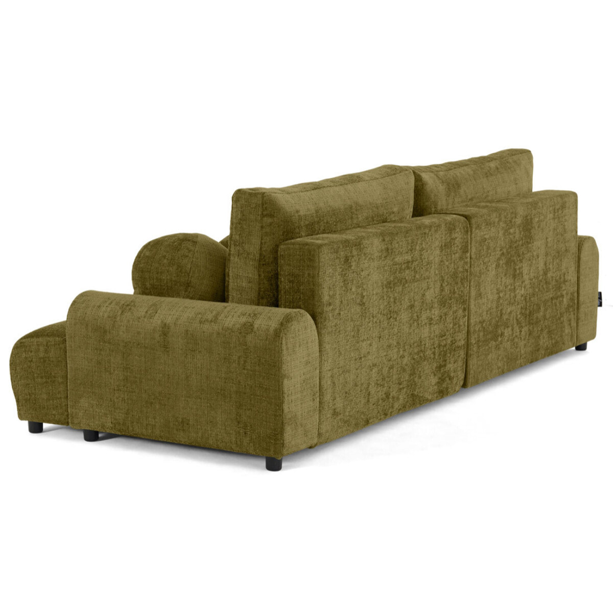 Nelly - canapé d'angle gauche 4 places convertible avec coffre en velours texturé - Vert Olive