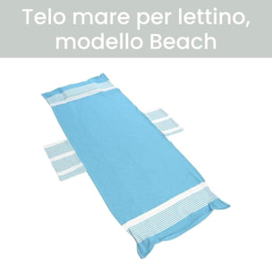INTRECCI Telo Mare Lettino in Cotone con Tasche ed Elastici, Ultra assorbente Lettino Spiaggia con Cuscino (Turchese)