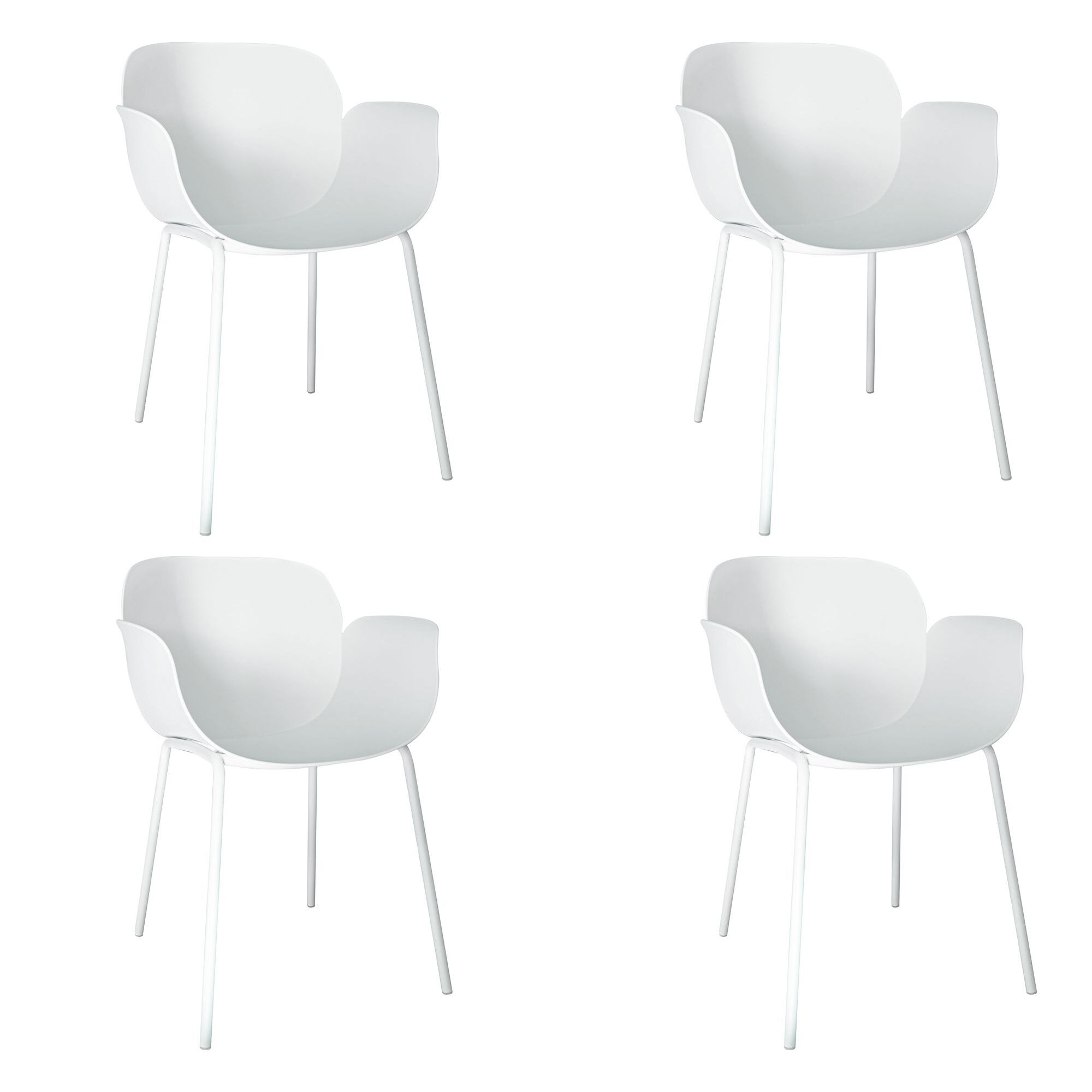 Lot de 4 fauteuils de table extérieur en polypropylène blanc CALISTA