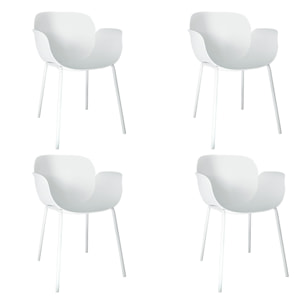 Lot de 4 fauteuils de table extérieur en polypropylène blanc CALISTA