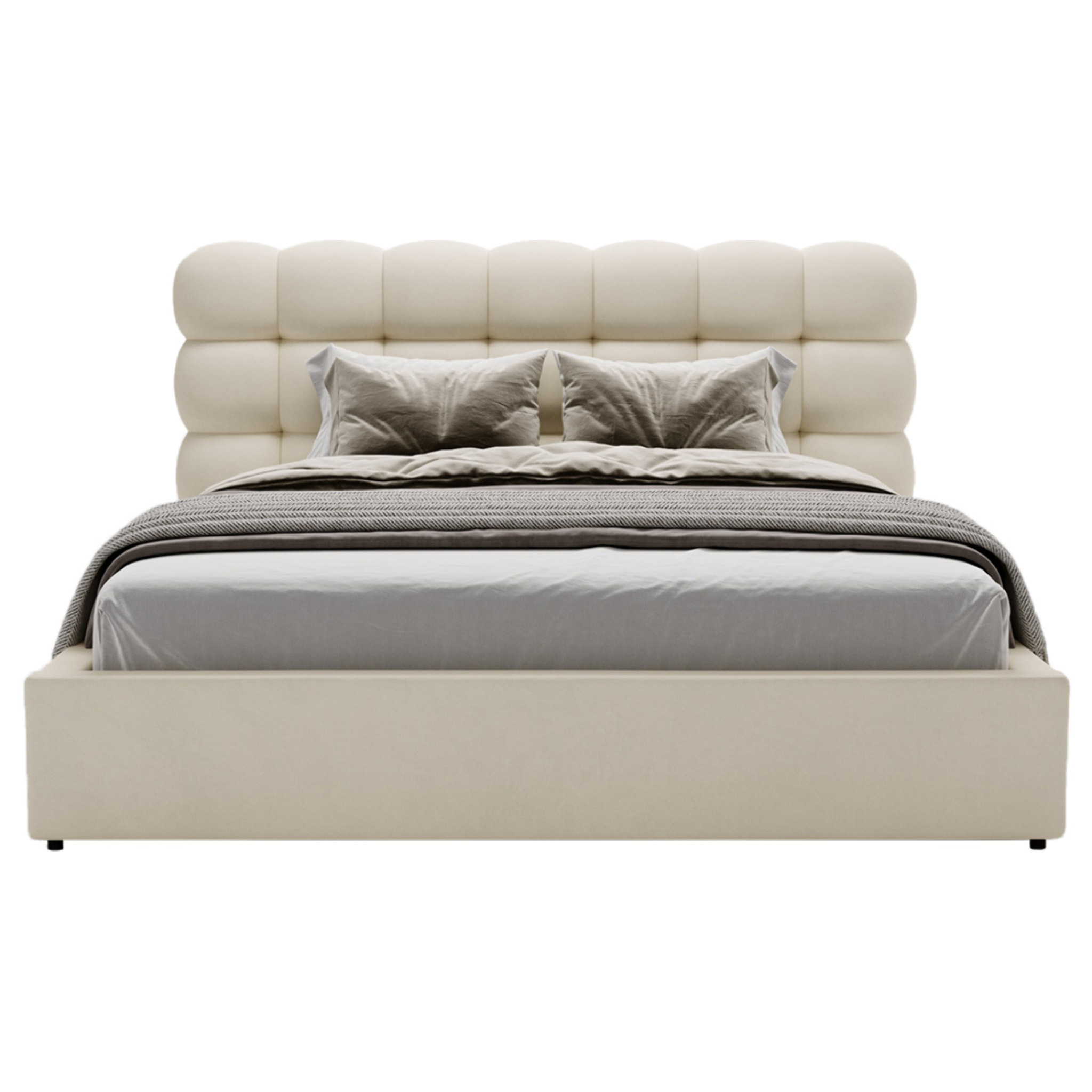 Lotus - lit coffre - 160x200 cm - sommier inclus - en velours - Beige