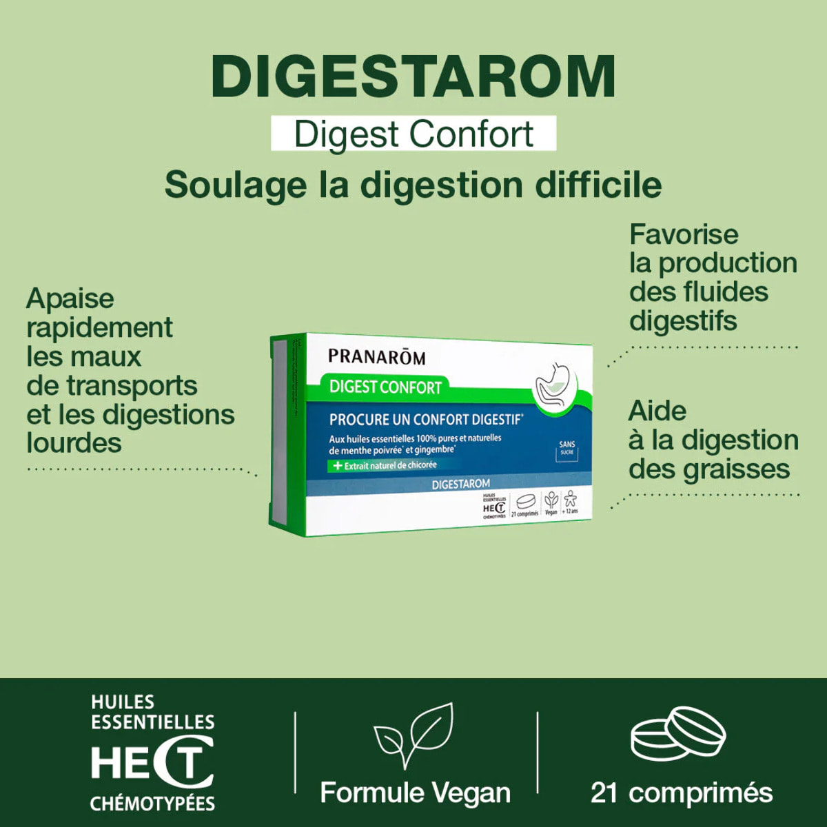 Pranarom - Digest confort - comprimés pour un confort digestif - 21 comprimés