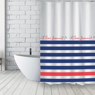 Rideau de douche Français Polyester 180x200cm JEANNOT Bleu, Blanc & Rouge MSV