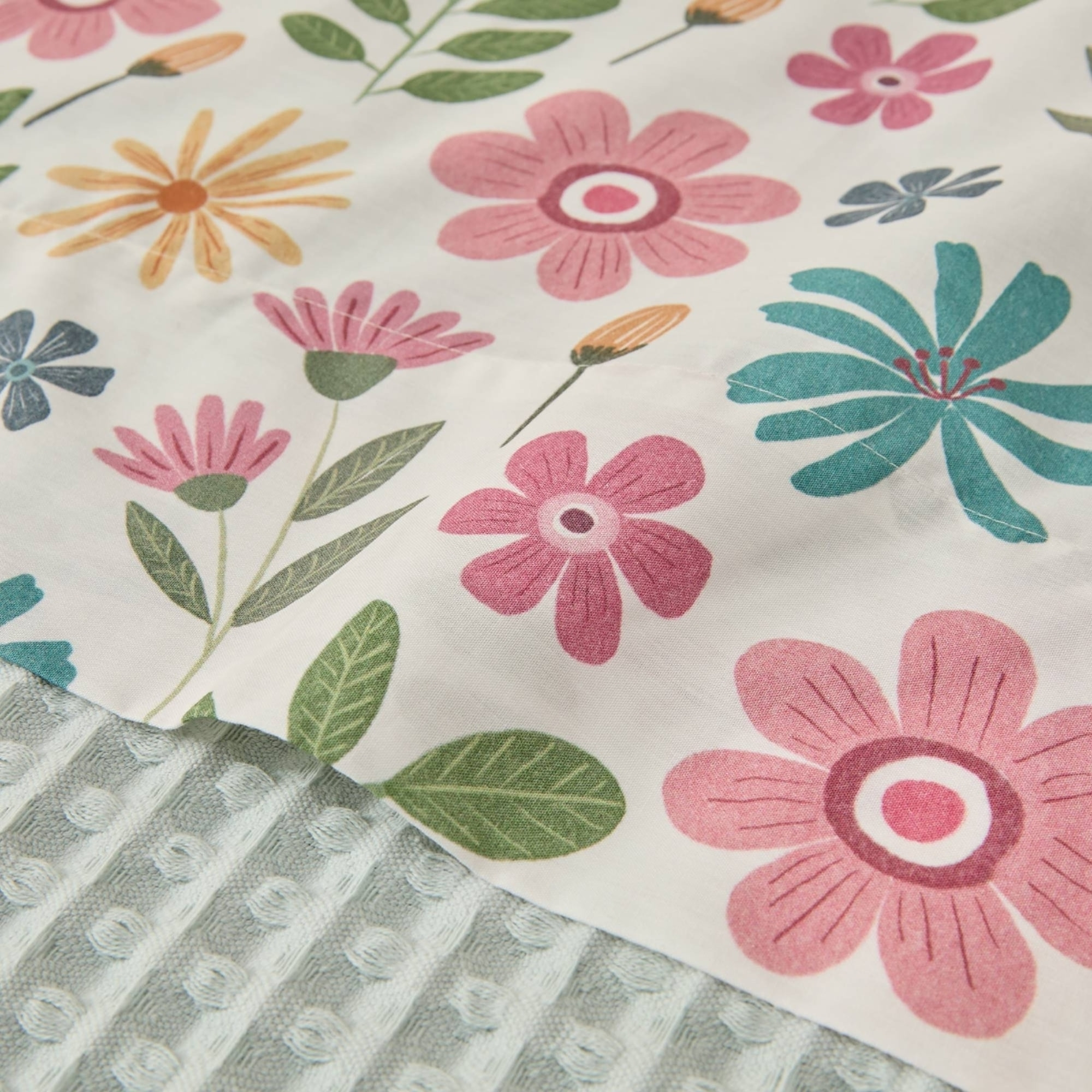 Sábana algodón flores Kayla color blanco 100% Algodón percal
