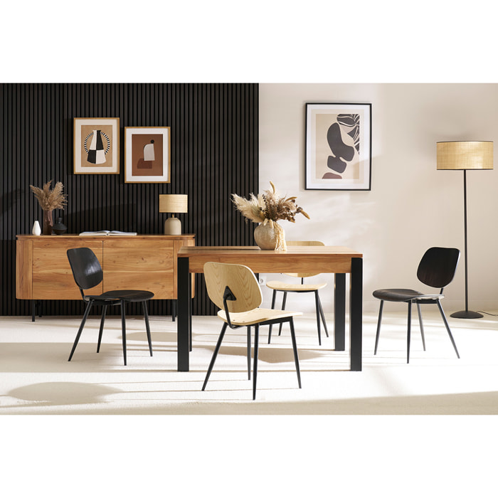 Chaises design noire en bois noir et métal (lot de 2) TOBIAS