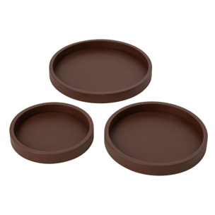 J-Line 3 plateaux cuir - MDF - marron
