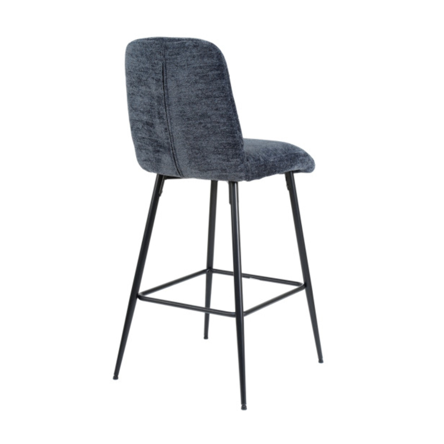 Tabouret de bar rembourré en tissu avec pied métal noir - LILA