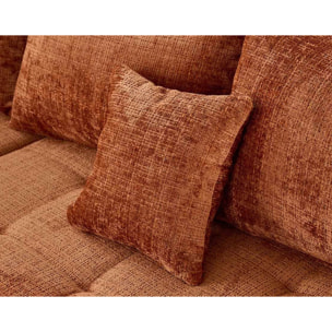 Rune - canapé panoramique d'angle gauche 7 places en velours texturé - Rouille