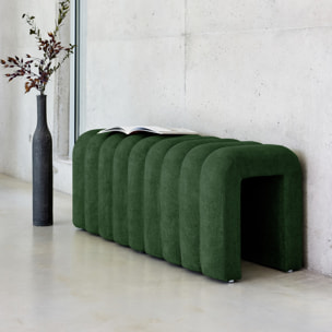 Banc. bout de lit contemporain en tissu vert foncé