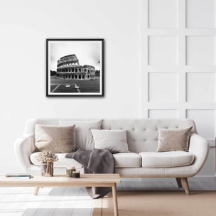 Affiche retro Rome, le colysée Photo de 1963 Affiche + cadre en bois - Noir