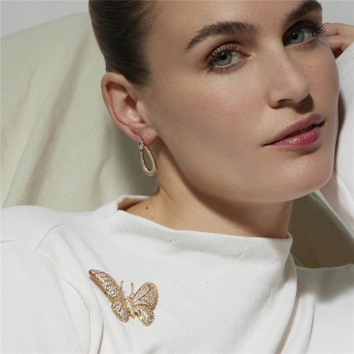 Pendientes con Circonita Brillante acabado oro 18k