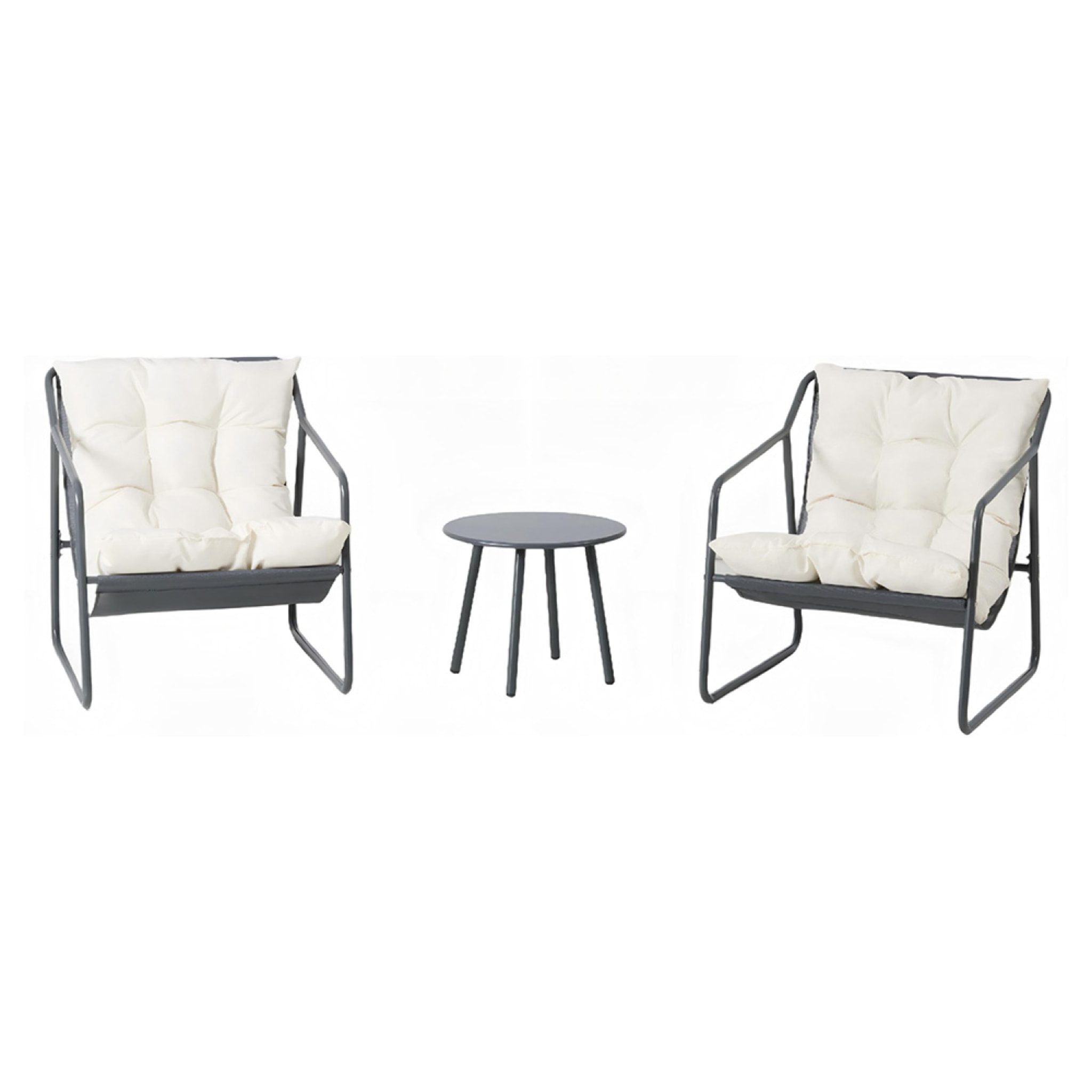 Ensemble de jardin 2 fauteuils gris avec table basse ANTHI