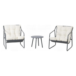 Ensemble de jardin 2 fauteuils gris avec table basse ANTHI