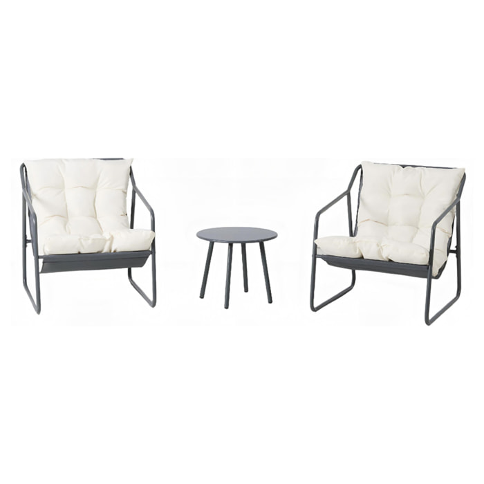 Ensemble de jardin 2 fauteuils gris avec table basse ANTHI