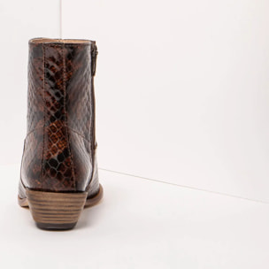 Botines con tacón S3353 FANTASY PYTHON BROWN/ RUCHE color Python brown