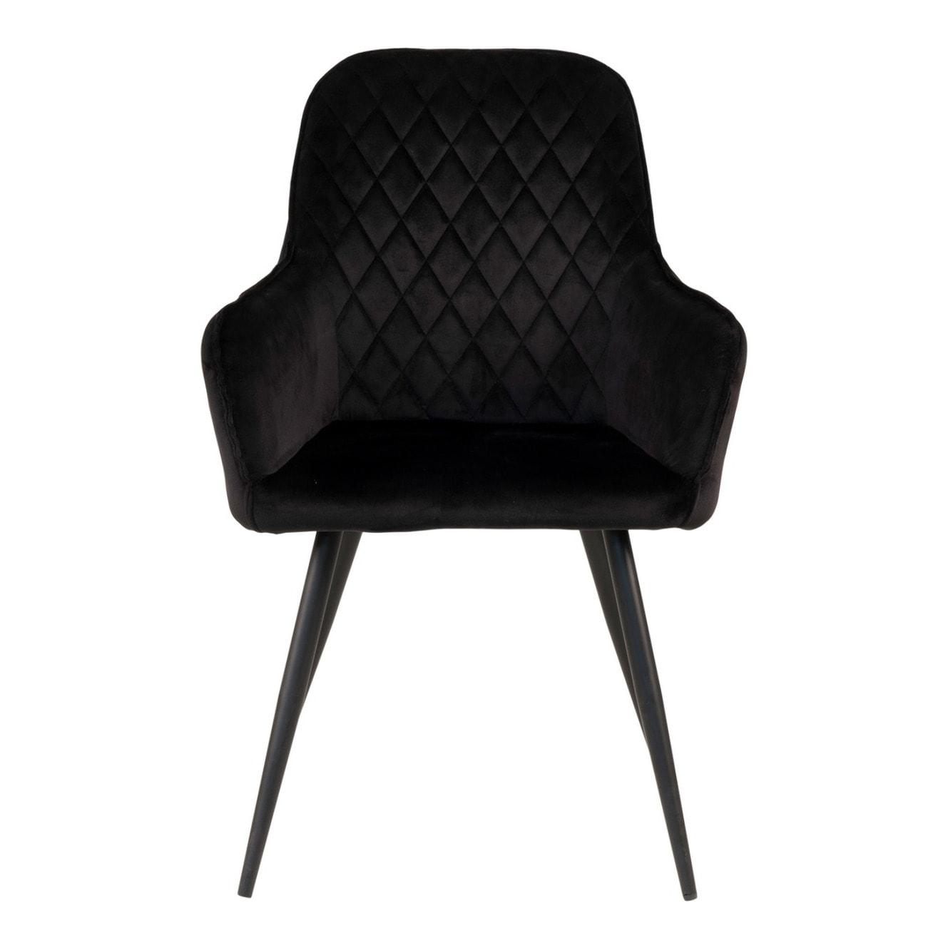 Set 2 sedie da pranzo Harbo con braccioli in velluto nero e gambe nere