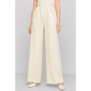 Kocca - Pantalone a palazzo a vita alta in viscosa con elastico Donna