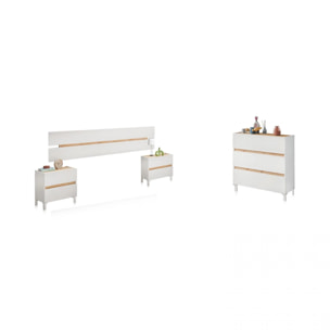 Dormitorio Ezra 3C Blanco Artik (Blanco Mate) - Roble Nodi