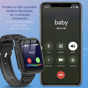 DAM Smartwatch Phone Infantil T45 4G Android 8.1. Conectividad GPS, WIFI, LBS. Reconocimiento facial. 4x1,5x4 Cm. Color: Lila