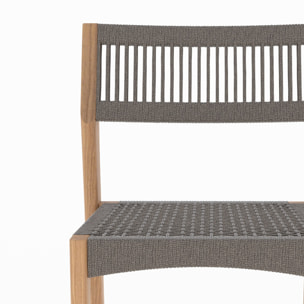 Lot de 2 chaises de jardin en bois de teck recyclé et tissage en corde - Nusa