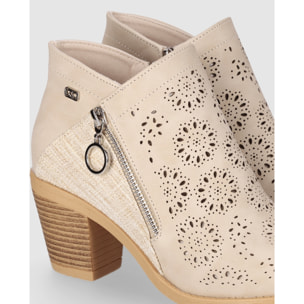 Botines de Piel Sintética - Beig - Tacón: 6 cm