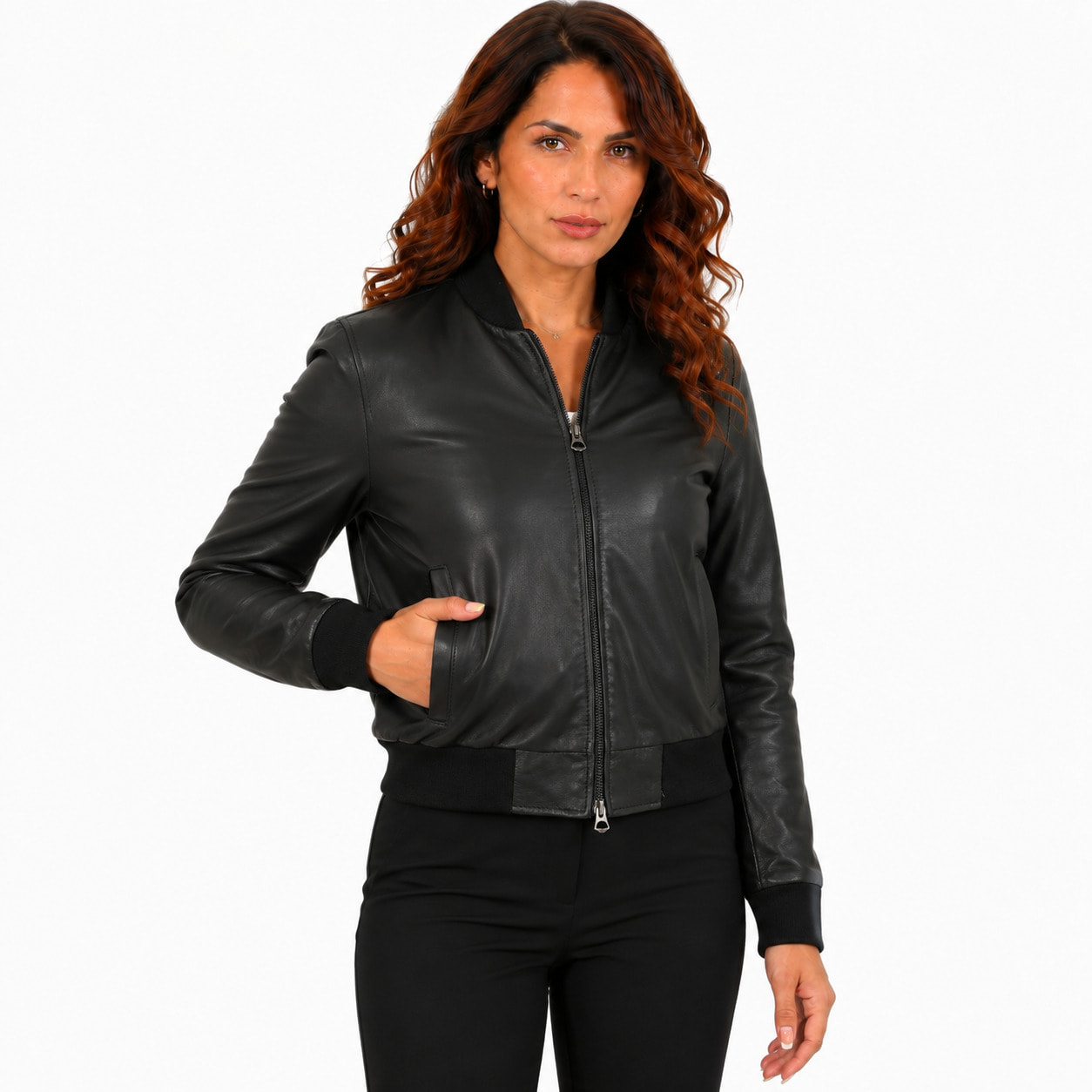 Bomber in pelle di vitello Nero
