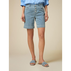 Oltre - Shorts en denim blanqueados a la piedra - Light - blue