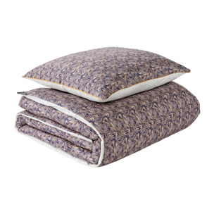 Parure de lit Housse de couette + Taie carrée en satin de coton, TRESSAGE, Bleu foncé