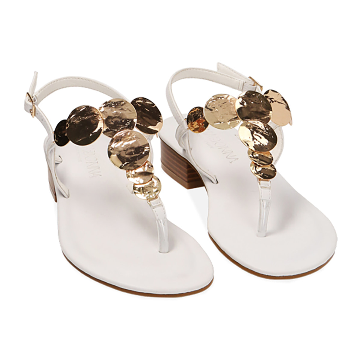 Sandali infradito bianchi, tacco 3,5 cm