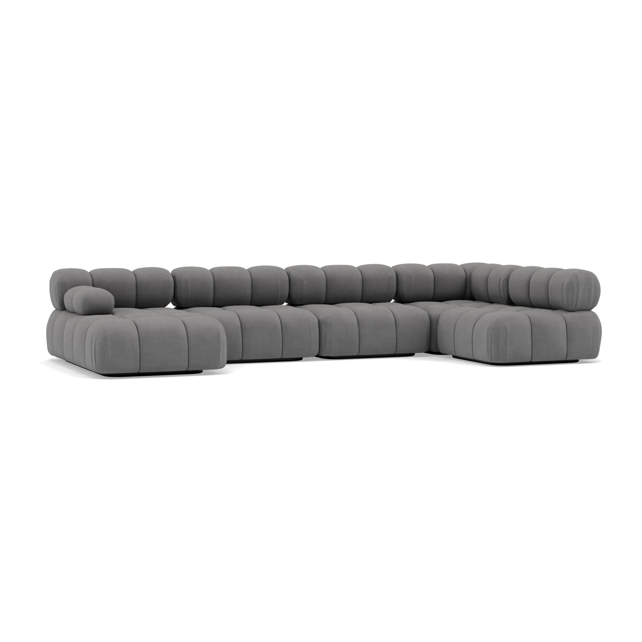 Ruby - canapé panoramique modulable d'angle droit 7 places en velours texturé - Gris