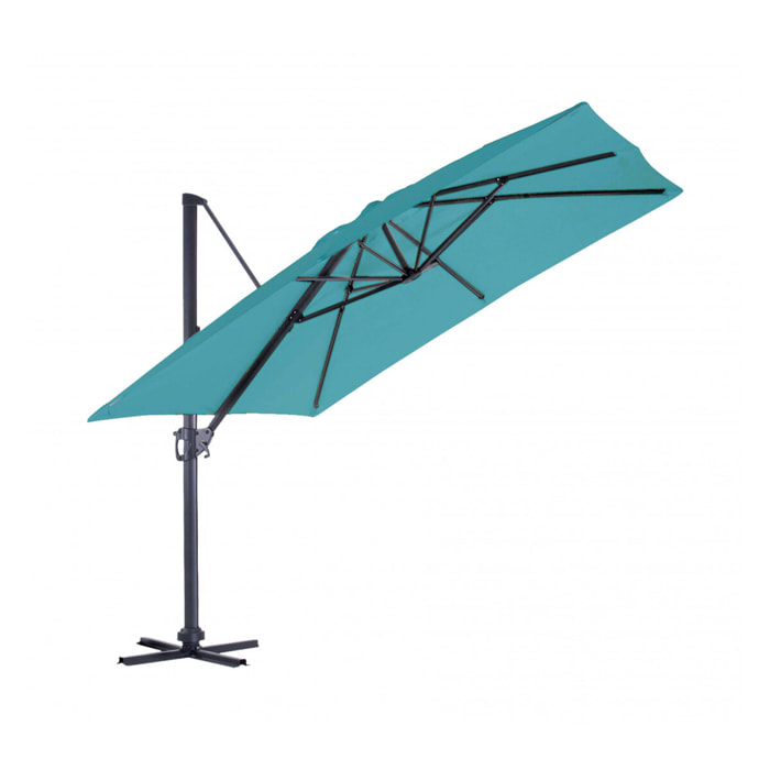 Parasol déporté 3x3m - bleu canard - SUNKING